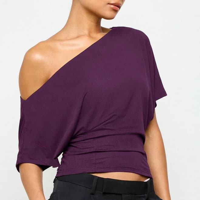 Off Shoulder Fitted Waist Short Sleeve Top