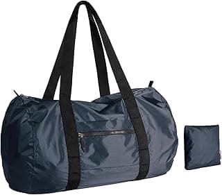 45L Foldable Duffel Bag, Water-Resistant Sports Gym Bag, Portable Weekender Bag Lightweight for Travel, Fitness and Camping (Navy Blue)