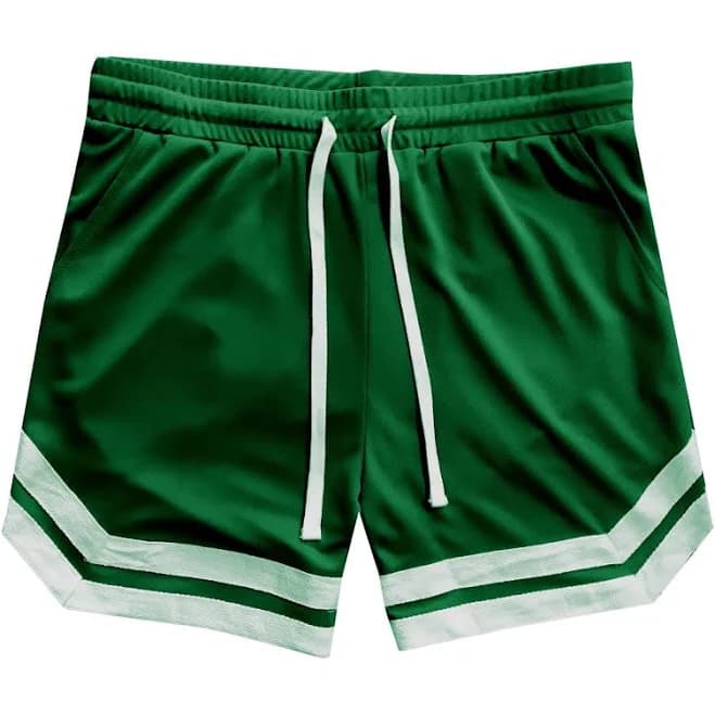 Men's Striped Mesh Basketball Shorts with Pockets