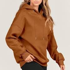Ecqkame Women's Casual Hoodies Long Sleeve Oversized Sweatshirt Loose Solid Color Pullover Tops Sweatshirt A-Brown XXXL on Clearance - Walmart.com