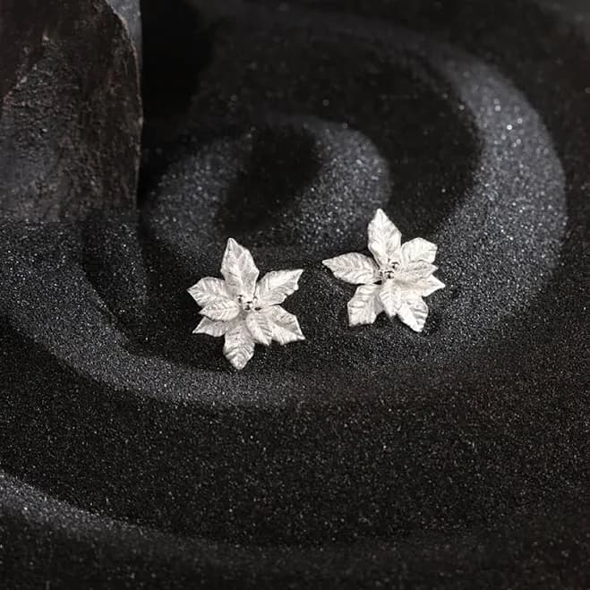 18K Gold Plated Sterling Silver Star Flower Earrings