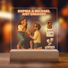 Gift for Couple on Engagement Action Figure Custom Acrylic Plaque Personalized Proposal She Said Yes Just Engaged Keepsake Home Decor - Etsy New Zealand