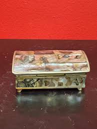 Lovely Mexican alpaca silver and abalone box 2 1/2 by 1 1/2 x 1“ high – Red Shelf Decor