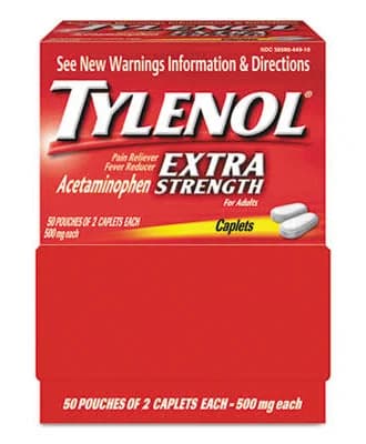 Extra Strength Caplets, Two-Pack, 50 Packs/Box