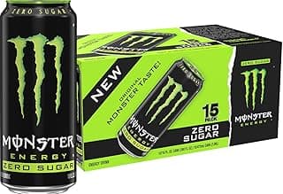 Energy Zero Sugar, Green, Original, Low Calorie Energy Drink, 16 Ounce (Pack of 15), Can