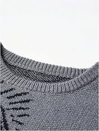 BEAUDRM Men's Fall Goth Grunge Sweater Y2K Oversized Punk Sweater Halloween Graphic Long Sleeve Knit Pullover Streetwear Dark Grey Small at Amazon Men's Clothing store