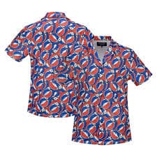 Section 119 The Grateful Dead Red Stealie All-Over Mesh Button-Up Shirt