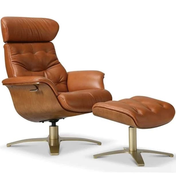 Anselmo Leather Recliner & Ottoman Cognac L-2931