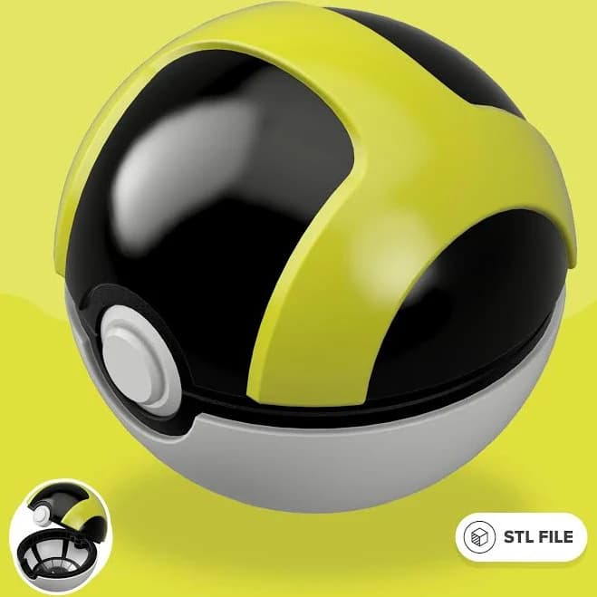 Ultra Ball Pokéball STL from Pokémon with detailed interior | STL File for 3D printing