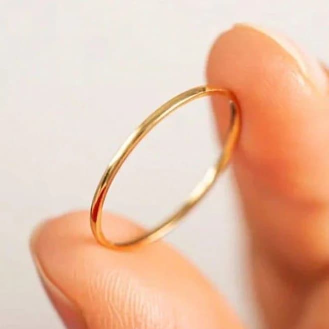 14K Solid Yellow Gold Minimalist Wedding Band