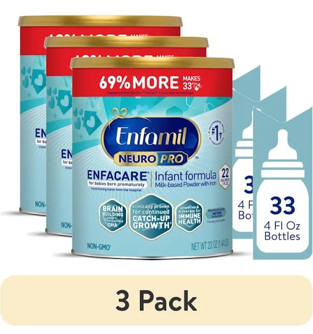 (3 pack) Enfamil NeuroPro EnfaCare Premature Discharge Powder Baby Formula, 23 oz Can