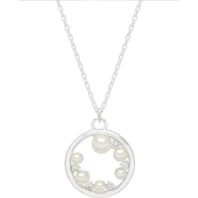 Estella Bartlett Faux Pearl and Crystal Circle Pendant Necklace