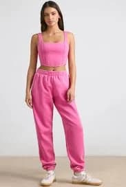 Brushed Jersey Oversized Joggers in Hot Pink