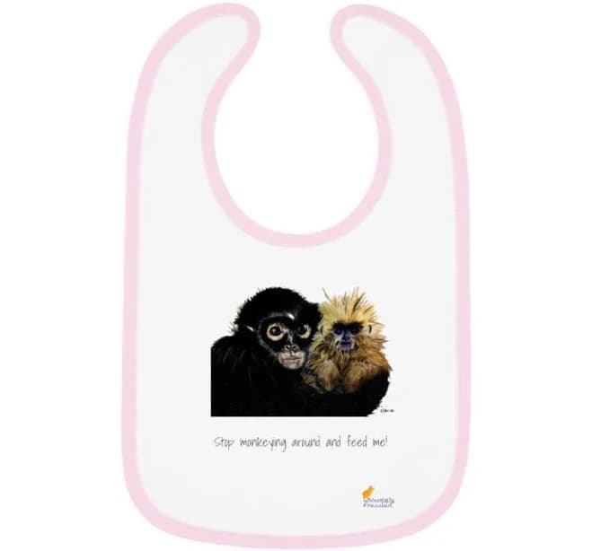 Monkey Friends Baby Contrast Trim Jersey Bib