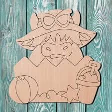 Kitsch & Confetti Summer Highland Cow Wooden Blank