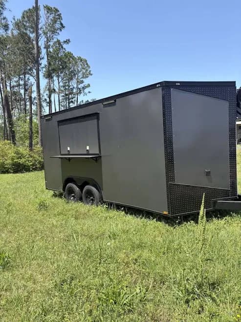 Blackout 8.5×16 Hook and Line Charcoal Concession Trailer