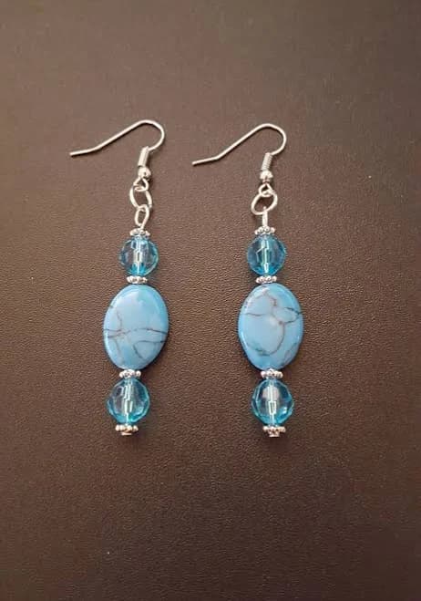 Turquoise Beaded Dangle Earrings