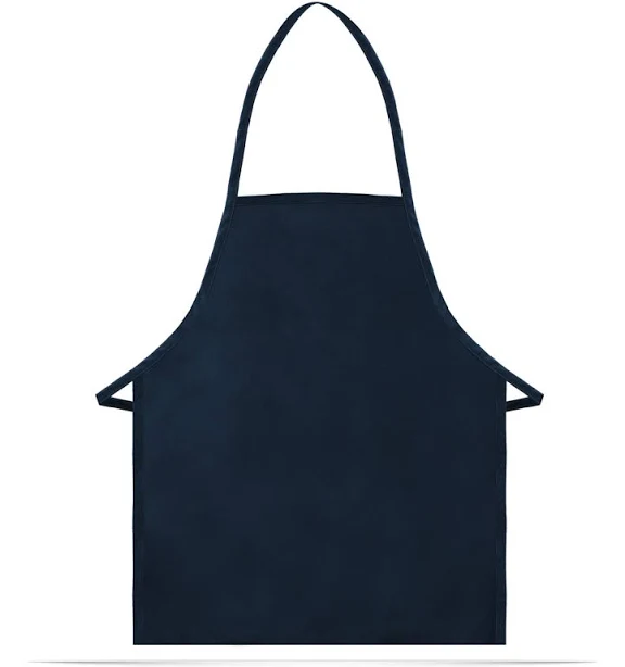 Embroidered Logo on Cover-Up Bib Aprons · Custom Brand Food Service Uniform for Restaurants, Bars & Personalized Catering Kitchen Apparel · Navy