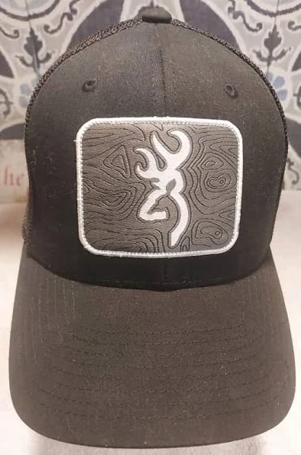Browning Flexfit Buckmark Logo Patch Mesh Back Baseball Hat Cap Black