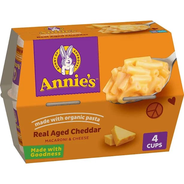 Annies Homegrown Aged Cheddar Mac & Cheese Cups, Organic Pasta, Pack of 6, 2.01 OZ Each, Natural