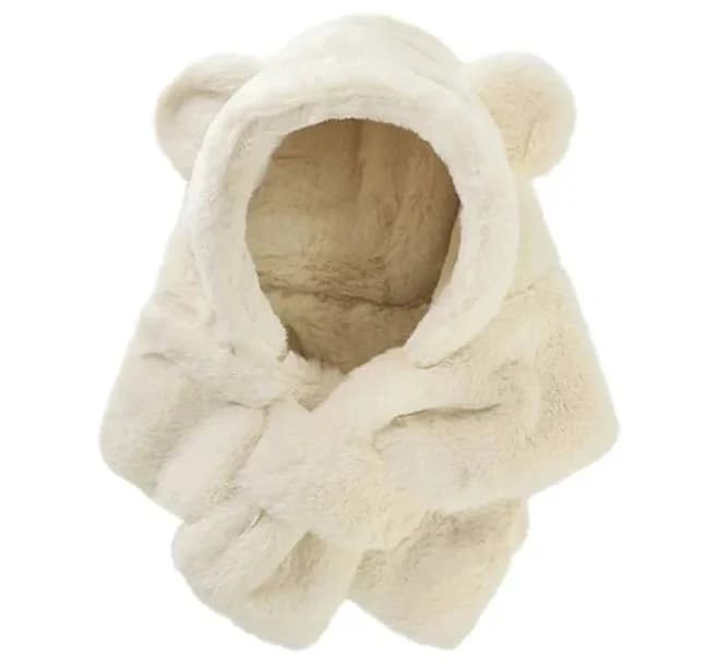 Kids' Winter Bear Hat Scarf Faux Fur Beanies