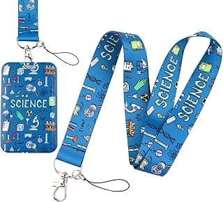 Cool School ID Lanyard Badge Holder for Teachers Students for ID Badge & Keys Cute Preppy Key Card Lanyard for Kids Teens Women Blue Science Keychain Lanyard ID Holder