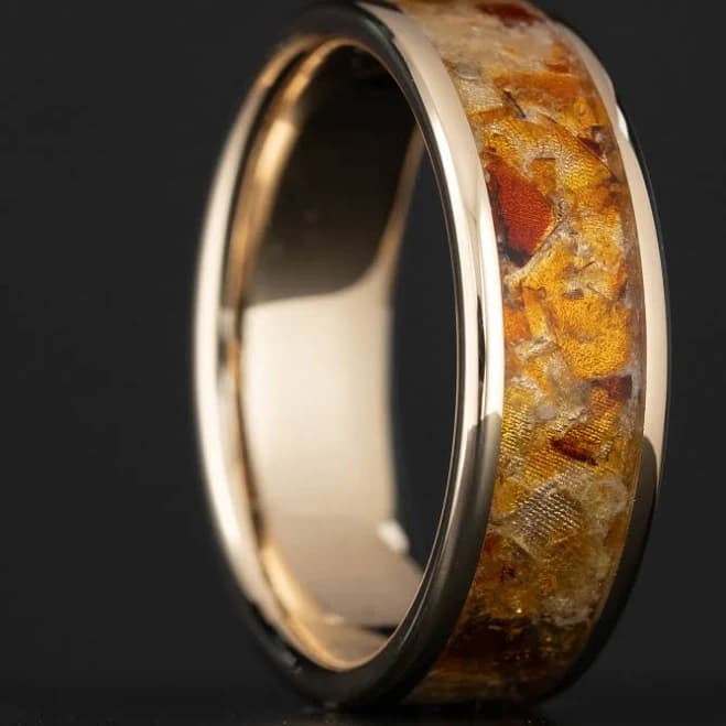 Honest Hands Ring Co. Gold Fossilized Amber Inlay Ring