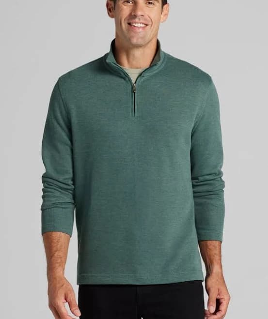 Jos. A. Bank Men's Comfort Stretch French Rib 1/4 Zip Pullover