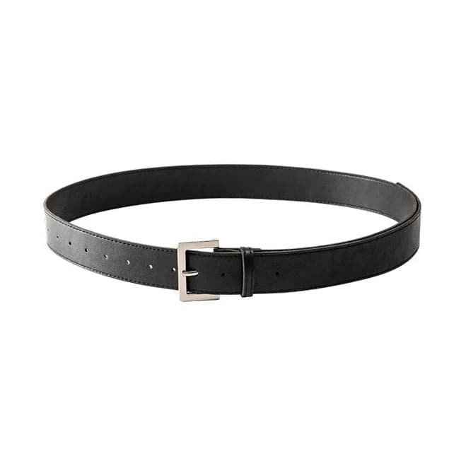 Versatile Wide Leather Belt with Silver Buckle