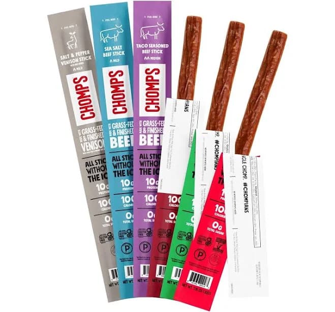 Chomps 6 Flavor Variety Trial Pack Grass-Fed & Finished Beef and Venison