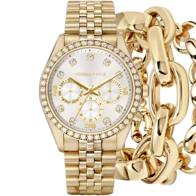 Kendall + Kylie Ladies Analog Watch and Stackable Bracelets Set