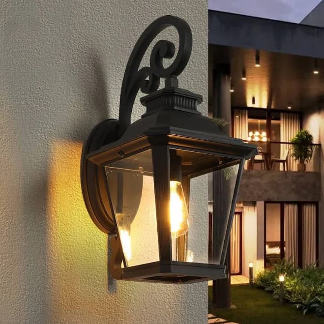 21"H 1-Light Black Large Outdoor Wall Sconce Light