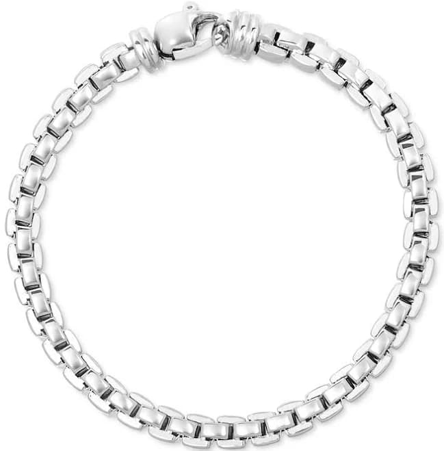 Italian Silver Men's Venezia Box Link Chain Bracelet