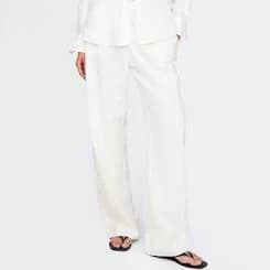 Gap Women's Linen-Blend Easy Wide-Hem Pants