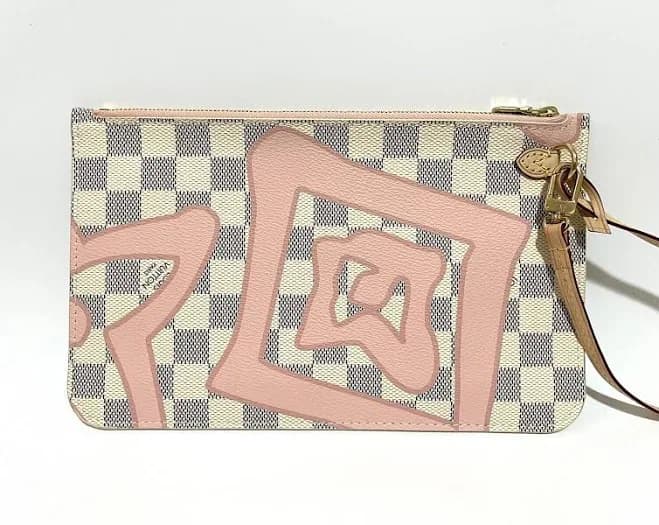 Louis Vuitton Damier Azur Tahitienne Baby Pink Rose Pochette Clutch