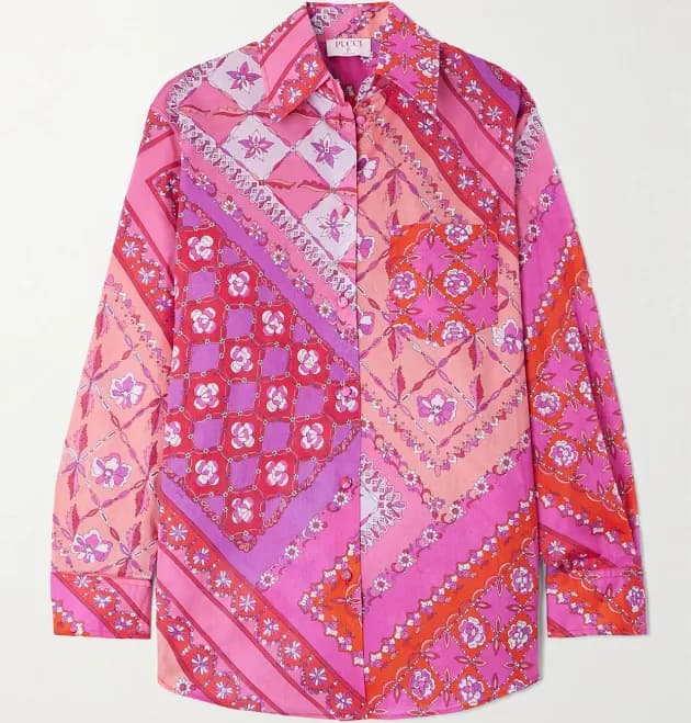 Pucci Oversized Festa Print Cotton Shirt