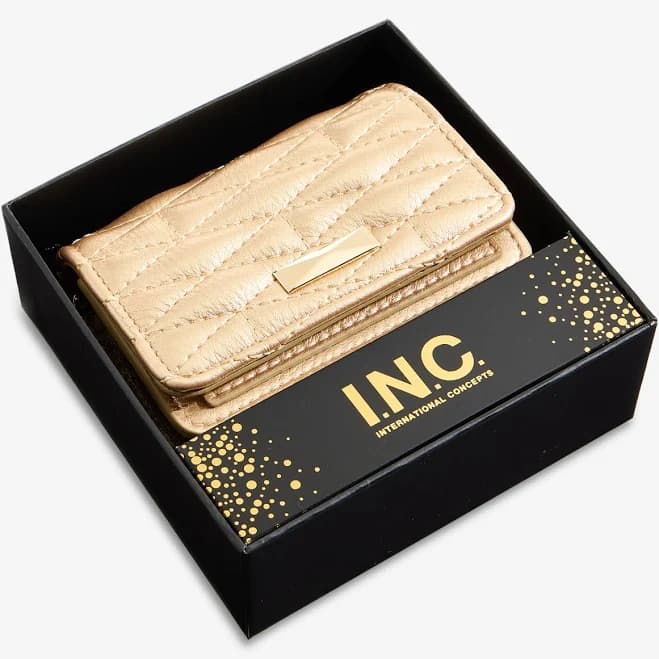 INC International Concepts Women's Boxed Izzii Metallic Quilted Ultra Mini Bag