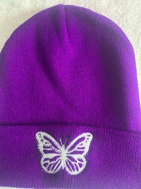 Machine Embroidered Butterfly Beanie