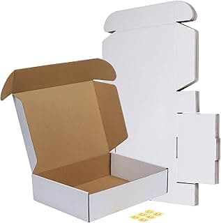 12x9x3 Shipping Boxes Set of 6, White Corrugated Cardboard Box for Packing, Mailing, Business