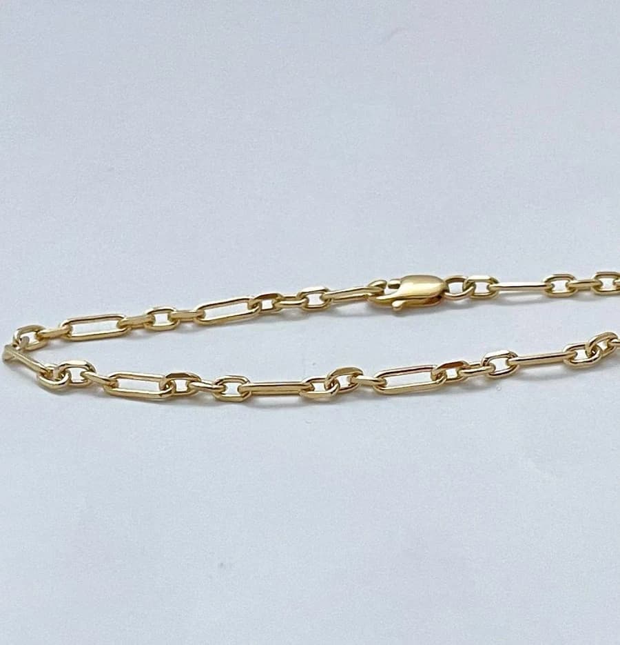 14K Solid Gold Minimalist Chain Bracelet
