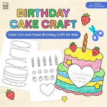 Birthday Cake Craft for Kids | Color Cut and Paste Card Activity