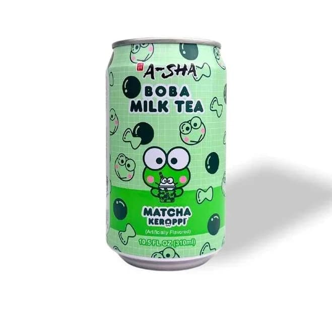 A-SHA Keroppi Matcha Boba Milk Tea Can