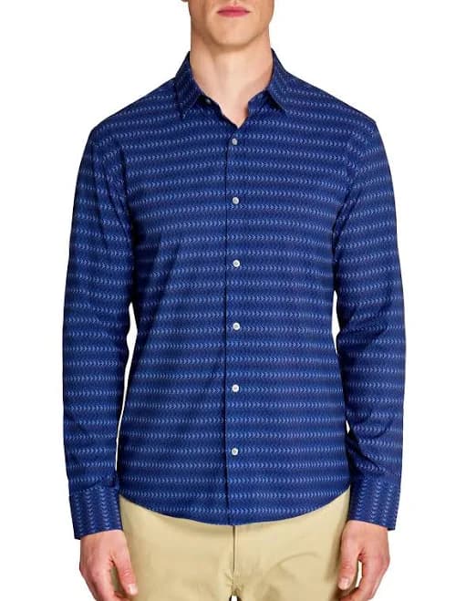 WRKNY Men's Slim Fit Abstract Geo Long Sleeve Shirt