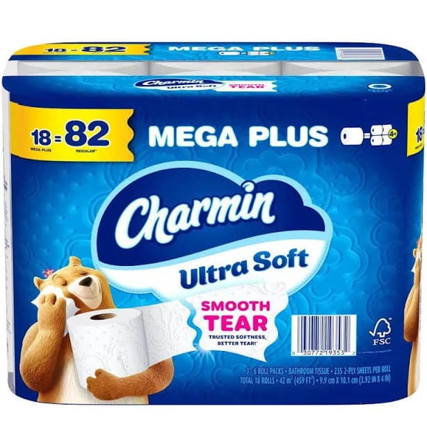 Charmin Ultra-Soft Smooth Tear Toilet Paper Rolls