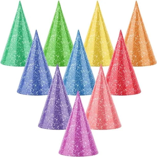 Colorful Mini Party Hats For Stuffed Animals Glitter Paper Cone Tiny
