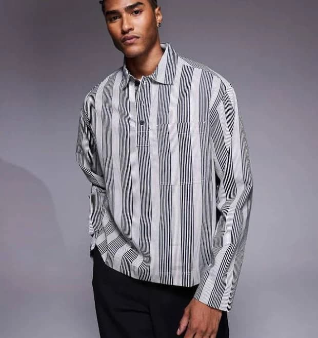 ASOS Design Boxy Oversized Striped Shirt