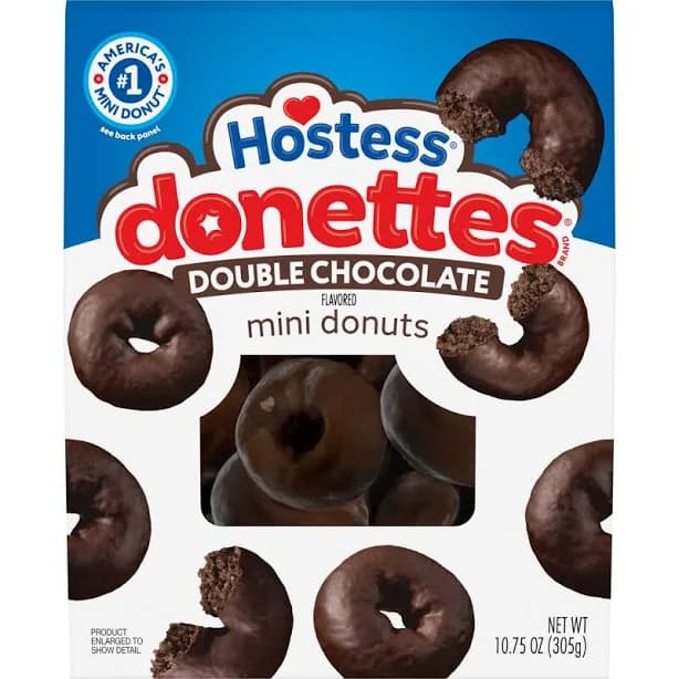 Hostess Donettes, Double Chocolate Naturally Flavored Mini Donuts, 10.75 oz Bag, Size: 10.74984 Ounces