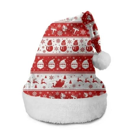 Christmas Santa Hat Classic Red Santa Claus Hat with White Plush Trim & Pom, Soft Polyester Xmas Party Headwear for Holiday Decoration & Festive