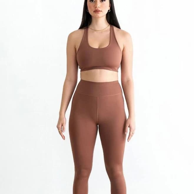 437 Activewear Legging And Sports Bra Set In Spice - Women | Color: Brown | Size: S