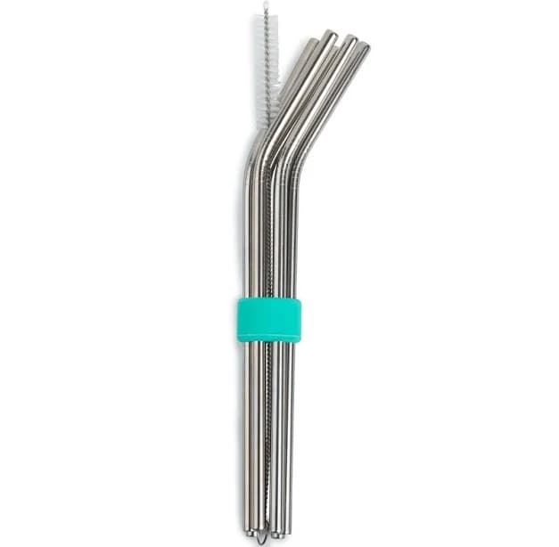 Set of 8 Stainless Steel Reusable Straws&Silicone Straw Holder
